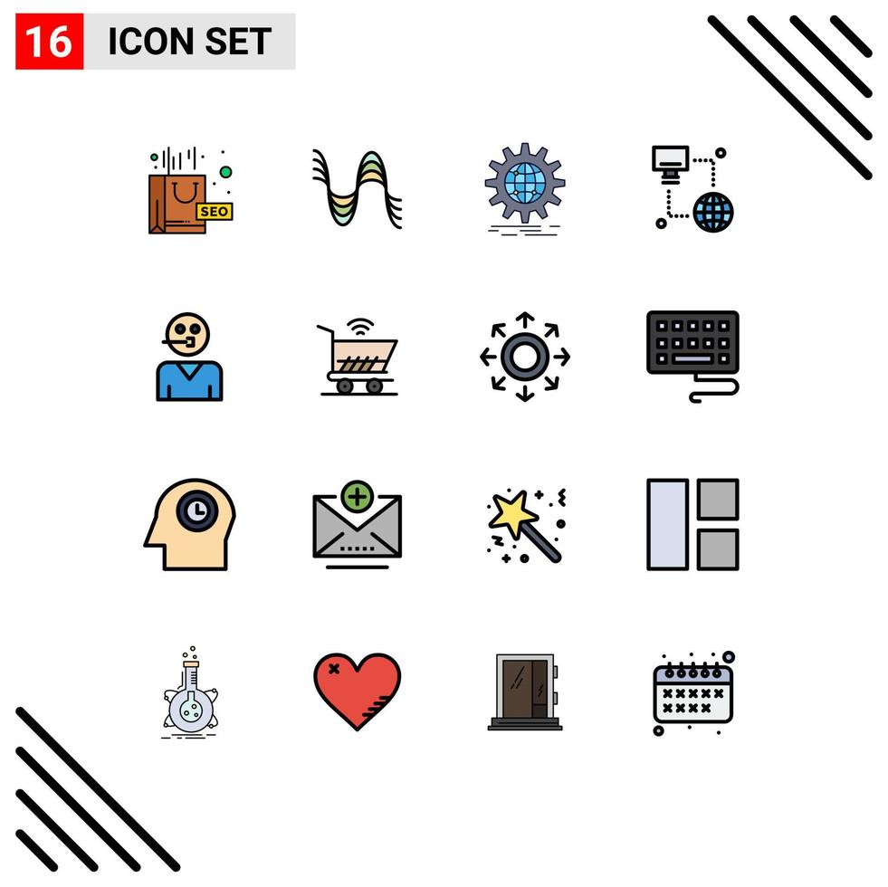 16 Creative Icons Modern Signs and Symbols of monitor technology sound internet world wide Editable Creative Vector Design Elements