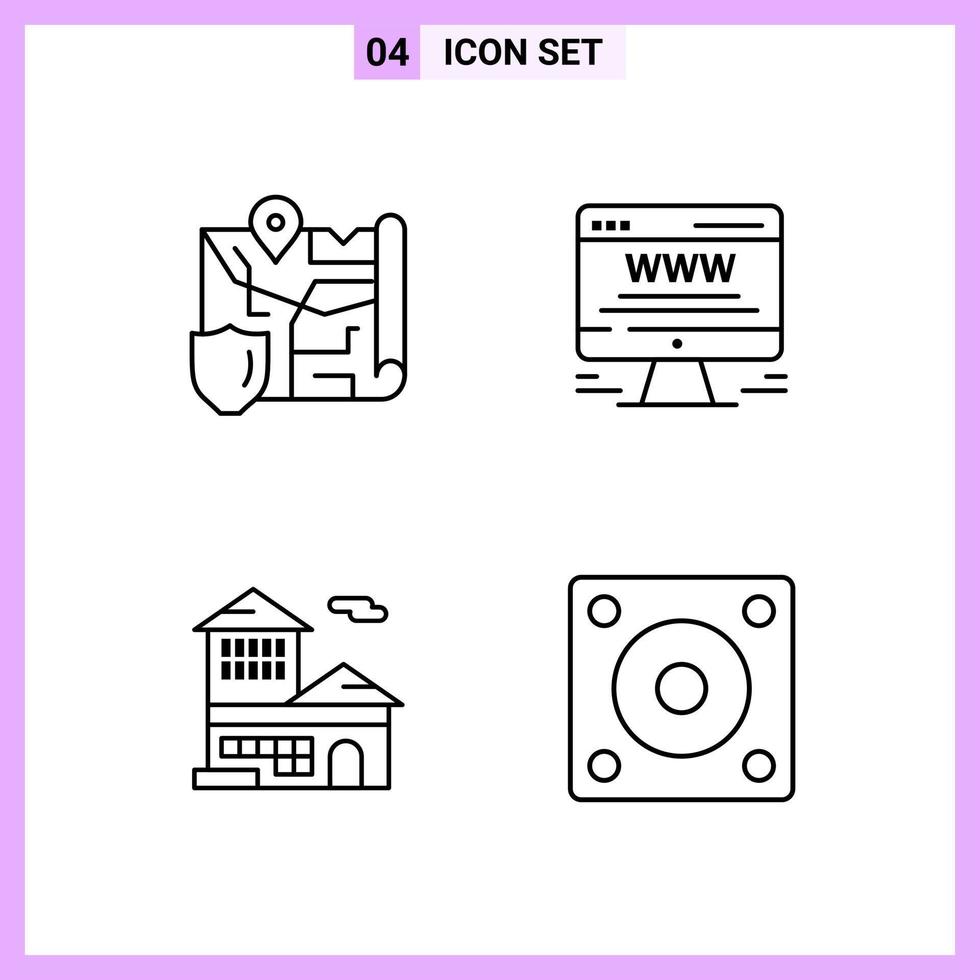 4 Icons in Line Style Outline Symbols on White Background Creative Vector Signs for Web mobile and Print Creative Black Icon vector background