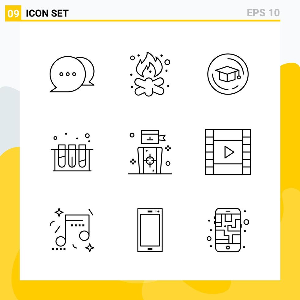 colección de 9 iconos de línea universal conjunto de iconos para web y móvil fondo de vector de icono negro creativo