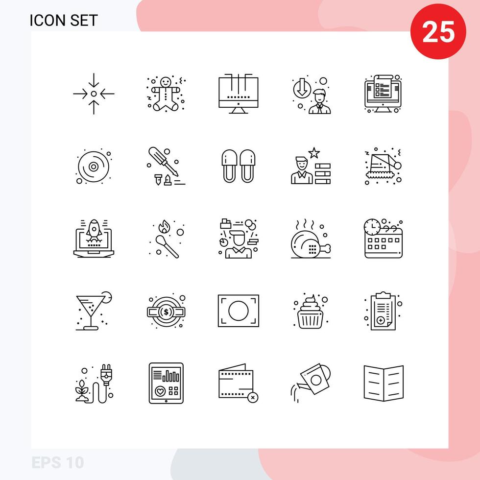 Line Pack of 25 Universal Symbols of device downgrade engine depose career demotion Editable Vector Design Elements