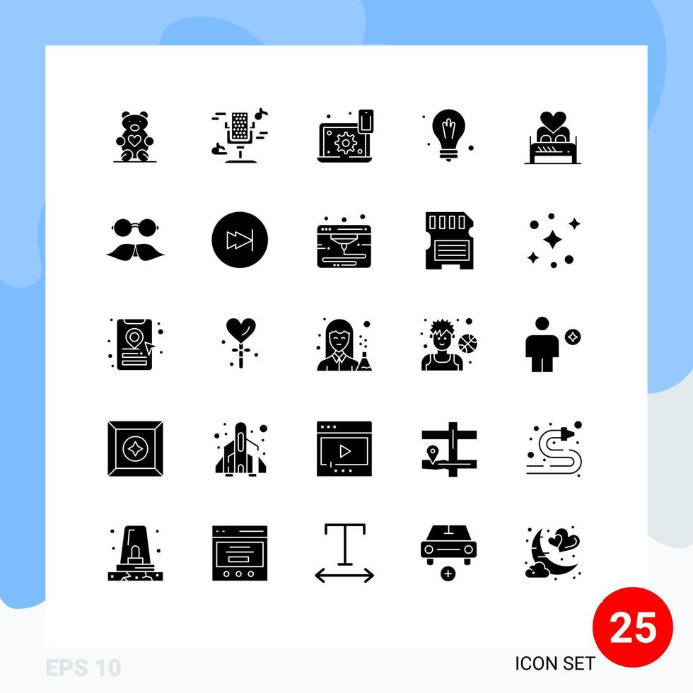 25 iconos creativos signos y símbolos modernos de la ciencia del amor configuran elementos de diseño vectorial editables de ruedas dentadas vector