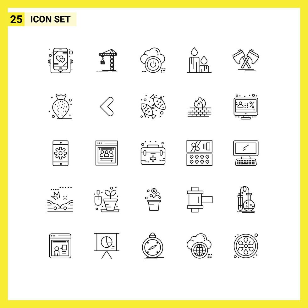 paquete de iconos de vector de stock de 25 signos y símbolos de línea para elementos de diseño de vector editables de nube de vela de torre de fuego de naturaleza