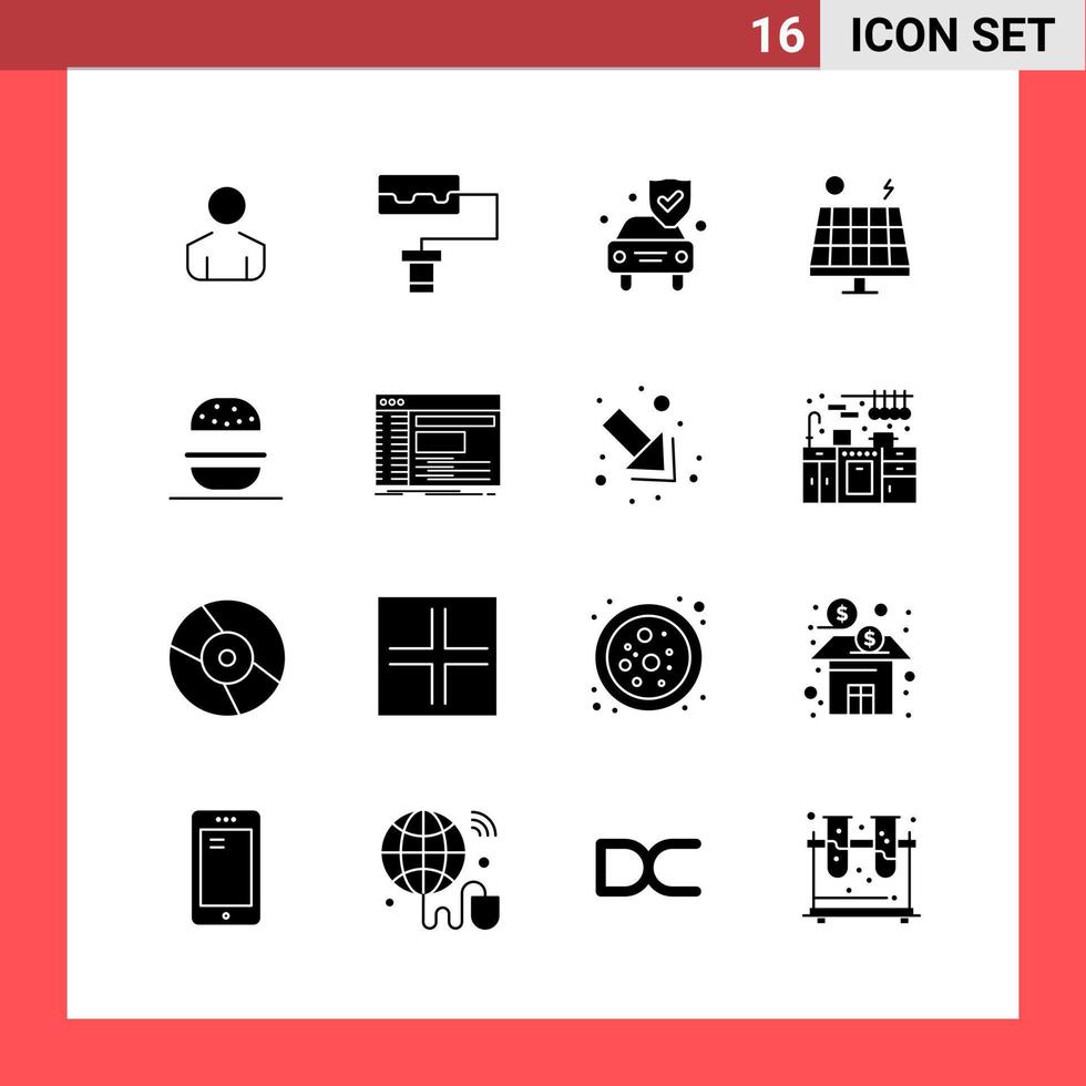 paquete de 16 iconos símbolos de glifo de estilo sólido sobre fondo blanco signos simples para el diseño general fondo de vector de icono negro creativo