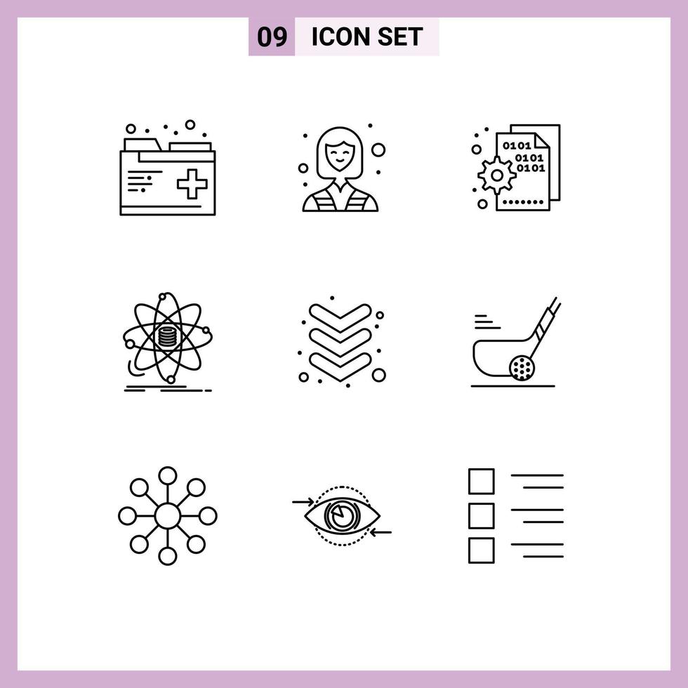 Stock Vector Icon Pack of 9 Line Signs and Symbols for science information browser data setting Editable Vector Design Elements