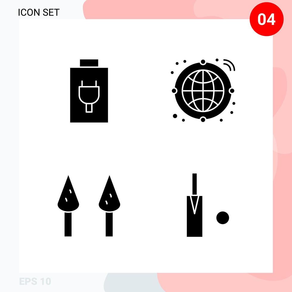 Vector Pack of 4 Icons in Solid Style Creative Glyph Pack isolated on White Background for Web and Mobile Creative Black Icon vector background