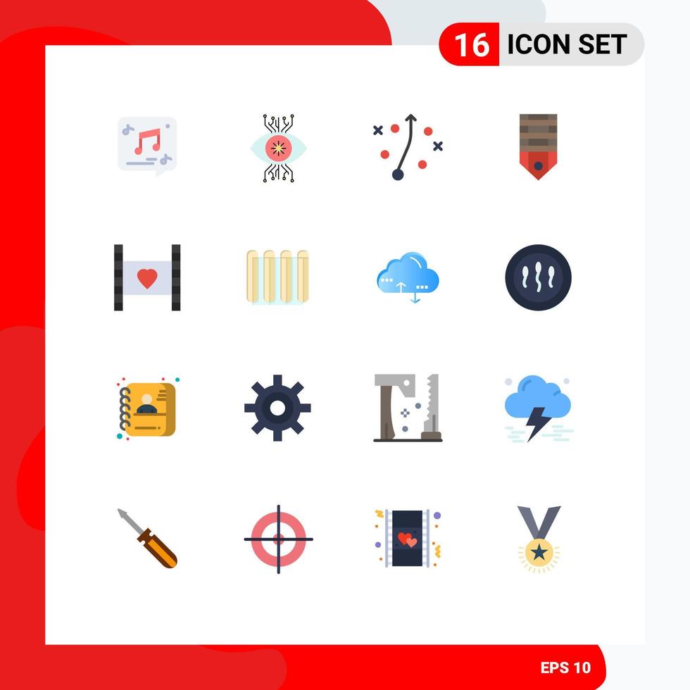 16 Thematic Vector Flat Colors and Editable Symbols of tag rank vision military strategy Editable Pack of Creative Vector Design Elements