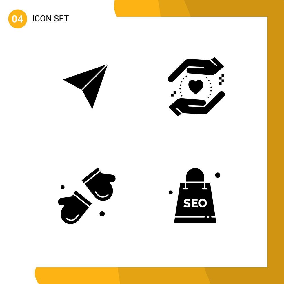 Universal Icon Symbols Group of 4 Modern Solid Glyphs of instagram gloves business alpine complex Editable Vector Design Elements