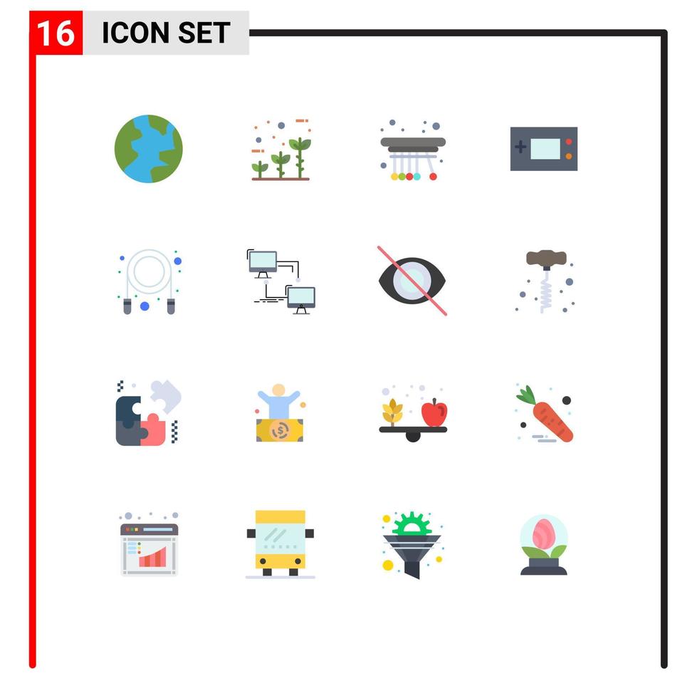Editable Vector Line Pack of 16 Simple Flat Colors of rope technology pendulum products electronics Editable Pack of Creative Vector Design Elements