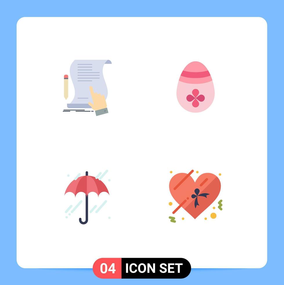 4 Thematic Vector Flat Icons and Editable Symbols of contract egg sign decoration weather Editable Vector Design Elements