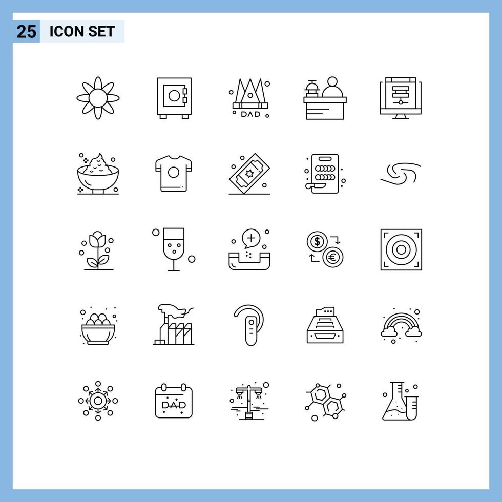 Set of 25 Commercial Lines pack for sever database father data manager Editable Vector Design Elements