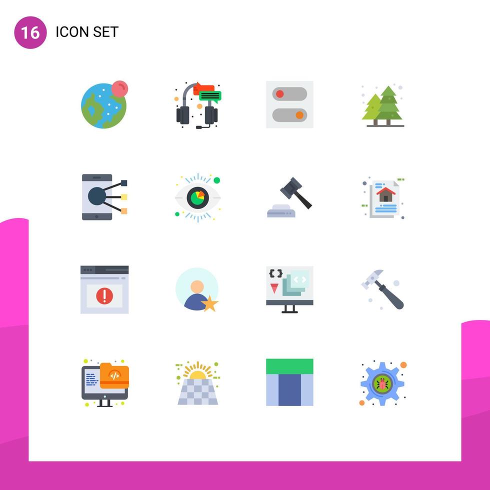 16 Universal Flat Colors Set for Web and Mobile Applications device park headset cityscape plant Editable Pack of Creative Vector Design Elements