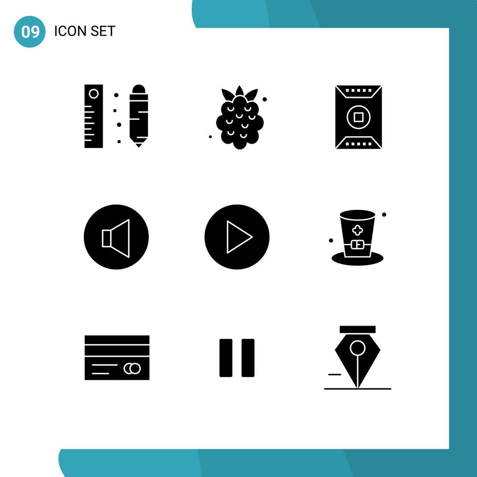 9 Universal Solid Glyphs Set for Web and Mobile Applications play volume field speaker stadium Editable Vector Design Elements