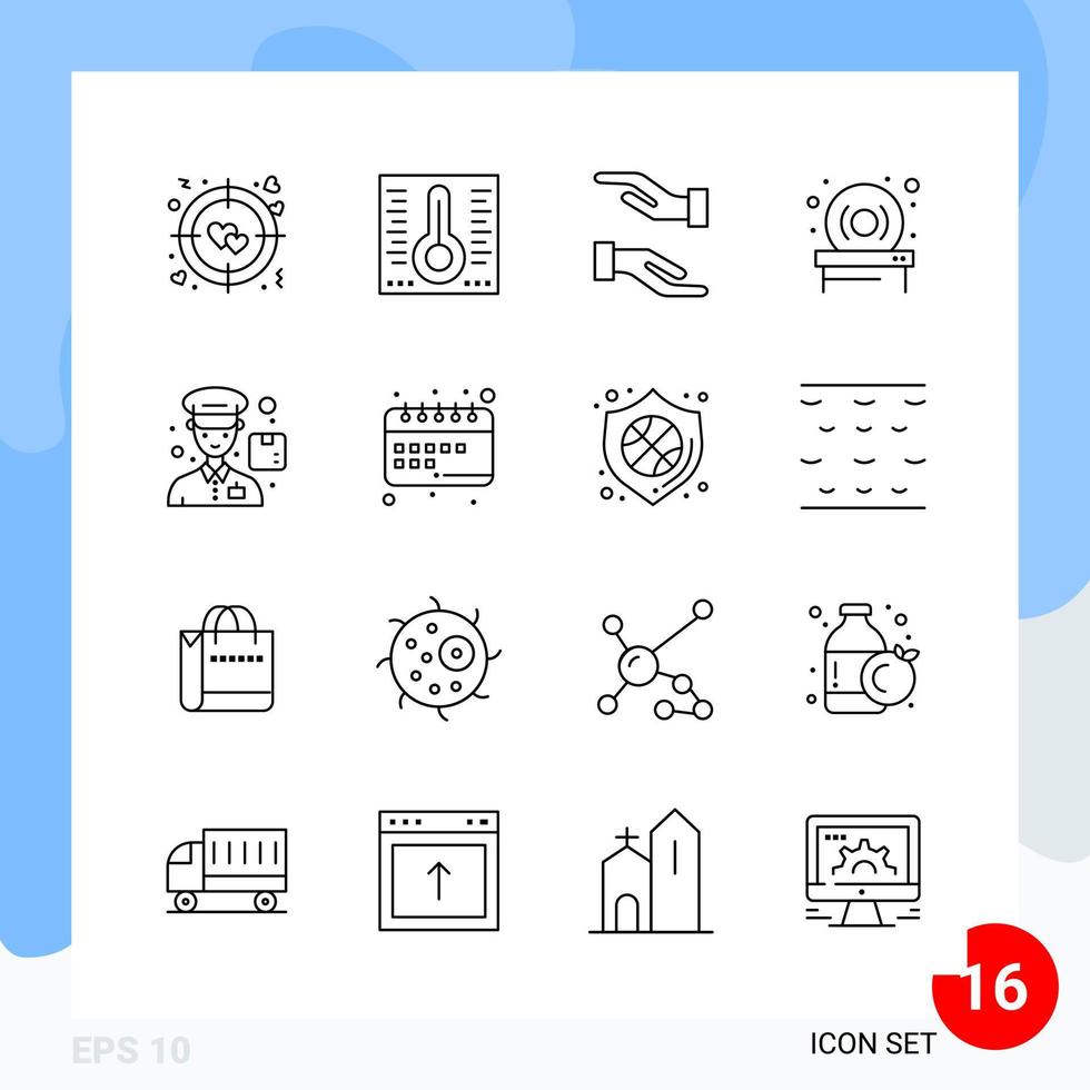 paquete moderno de 16 símbolos de contorno de línea de iconos aislados en fondo blanco para el diseño de sitios web fondo de vector de icono negro creativo