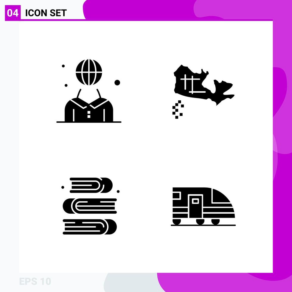 Solid Icon set Pack of 4 Glyph Icons isolated on White Background for Web Print and Mobile Creative Black Icon vector background