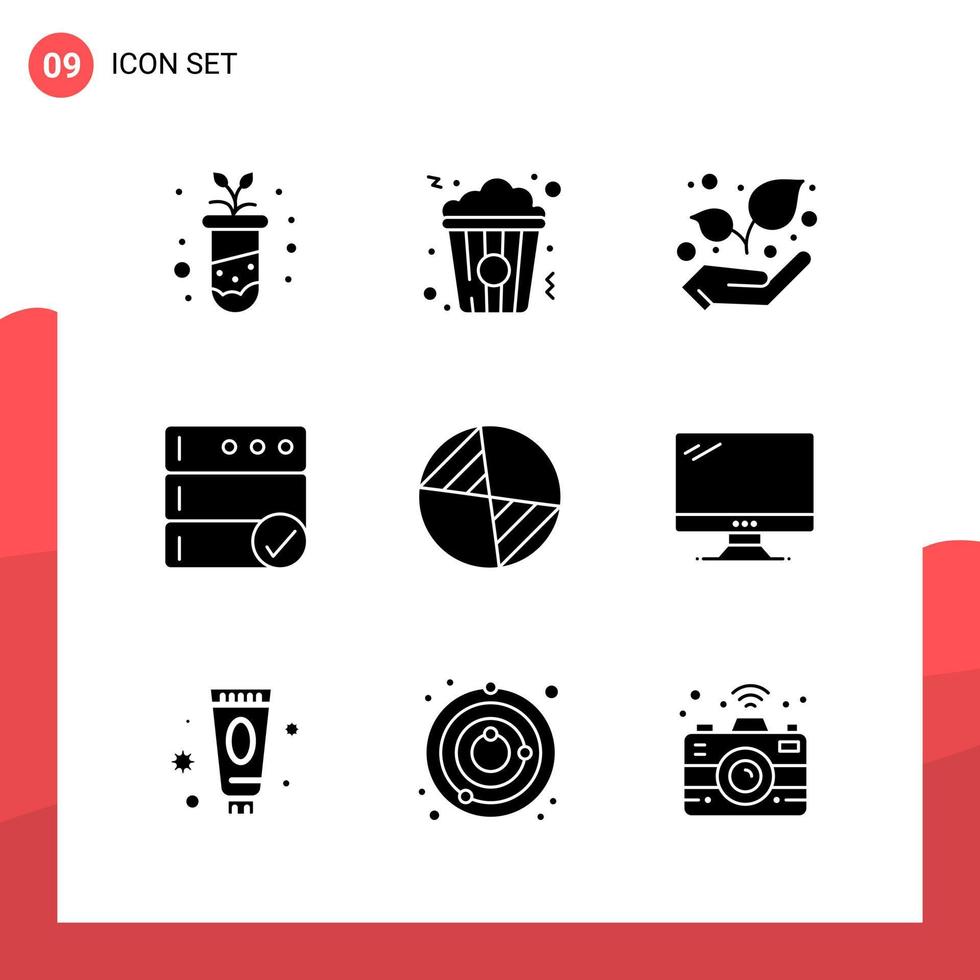 Pack of 9 Universal Glyph Icons for Print Media on White Background Creative Black Icon vector background