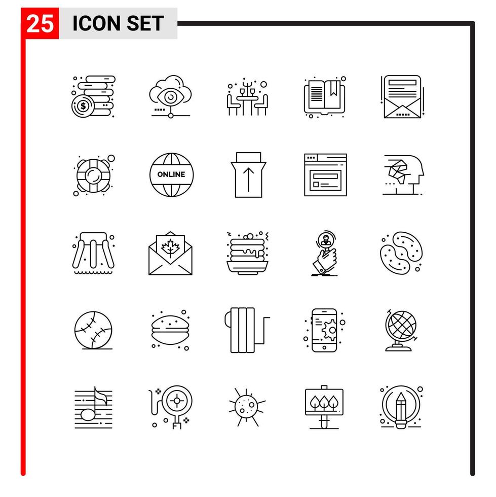 25 General Icons for website design print and mobile apps 25 Outline Symbols Signs Isolated on White Background 25 Icon Pack Creative Black Icon vector background