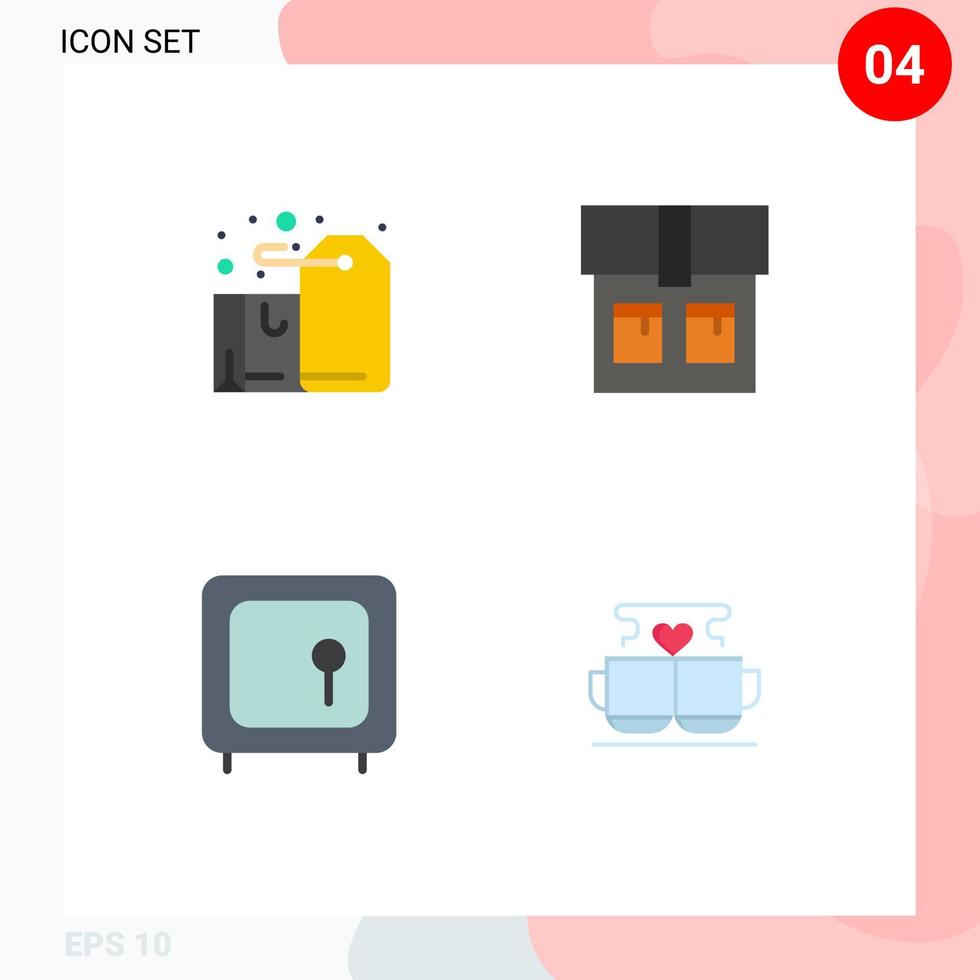 4 Flat Icon concept for Websites Mobile and Apps badge gold label fashion safety Editable Vector Design Elements