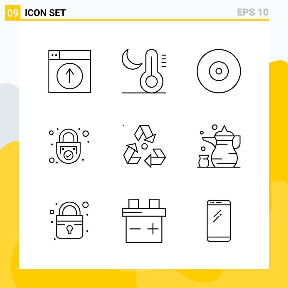 colección de 9 iconos de línea universal conjunto de iconos para web y móvil fondo de vector de icono negro creativo