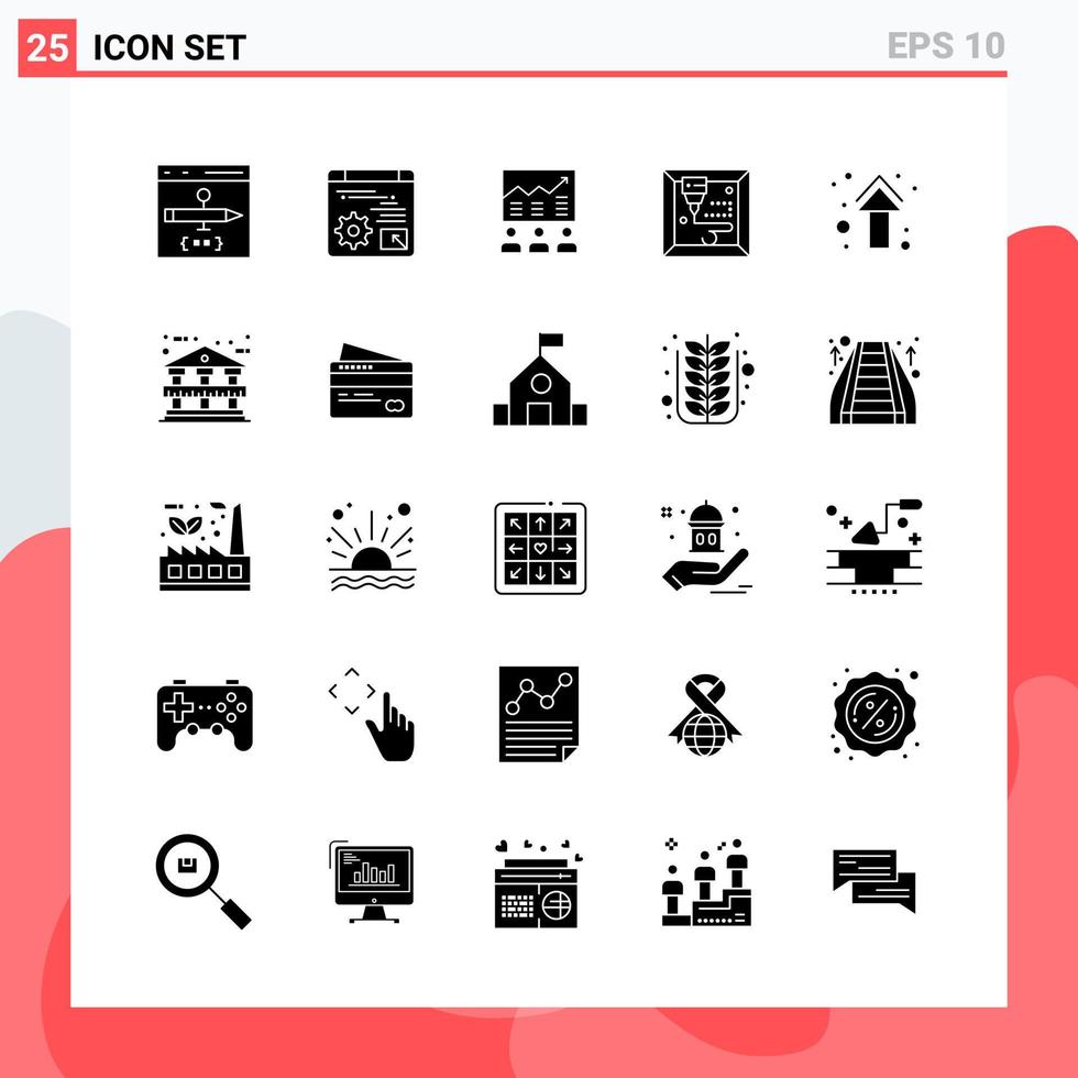 Collection of 25 Vector Icons in solid style Modern Glyph Symbols for Web and Mobile Solid Icon Sign Isolated on White Background 25 Icons Creative Black Icon vector background