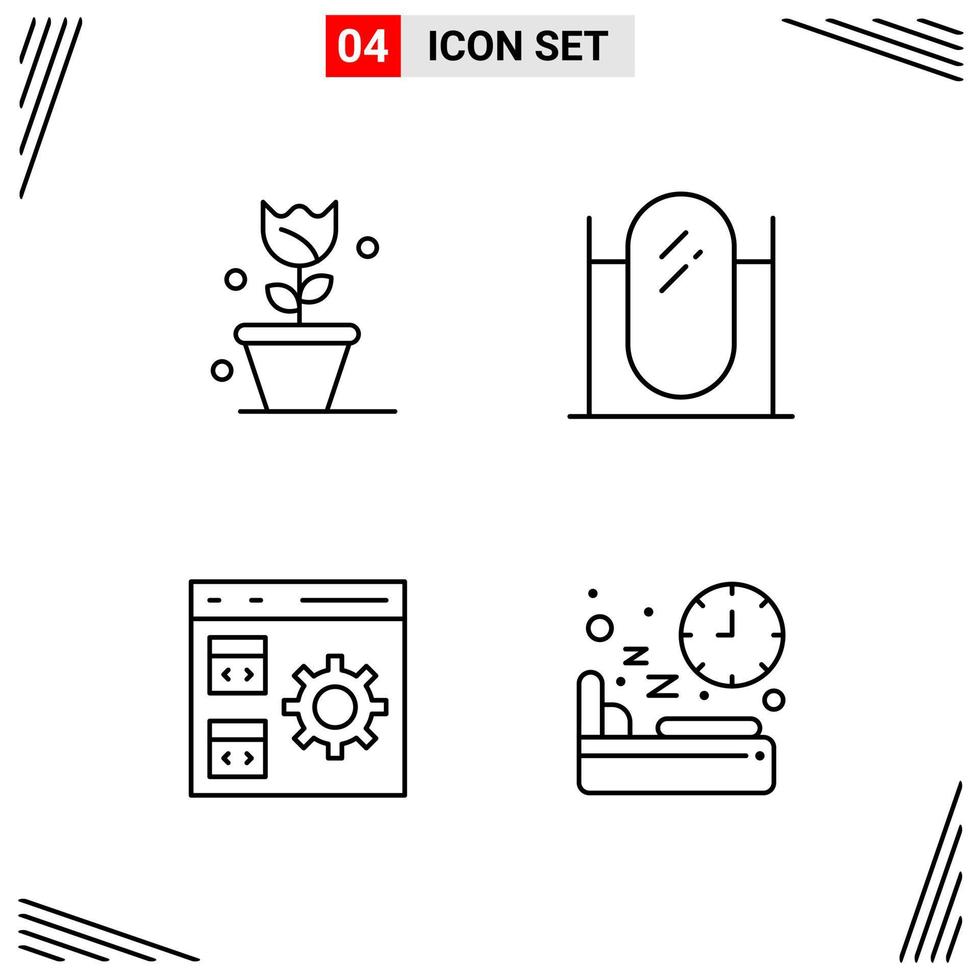 4 Icons Line Style Grid Based Creative Outline Symbols for Website Design Simple Line Icon Signs Isolated on White Background 4 Icon Set Creative Black Icon vector background