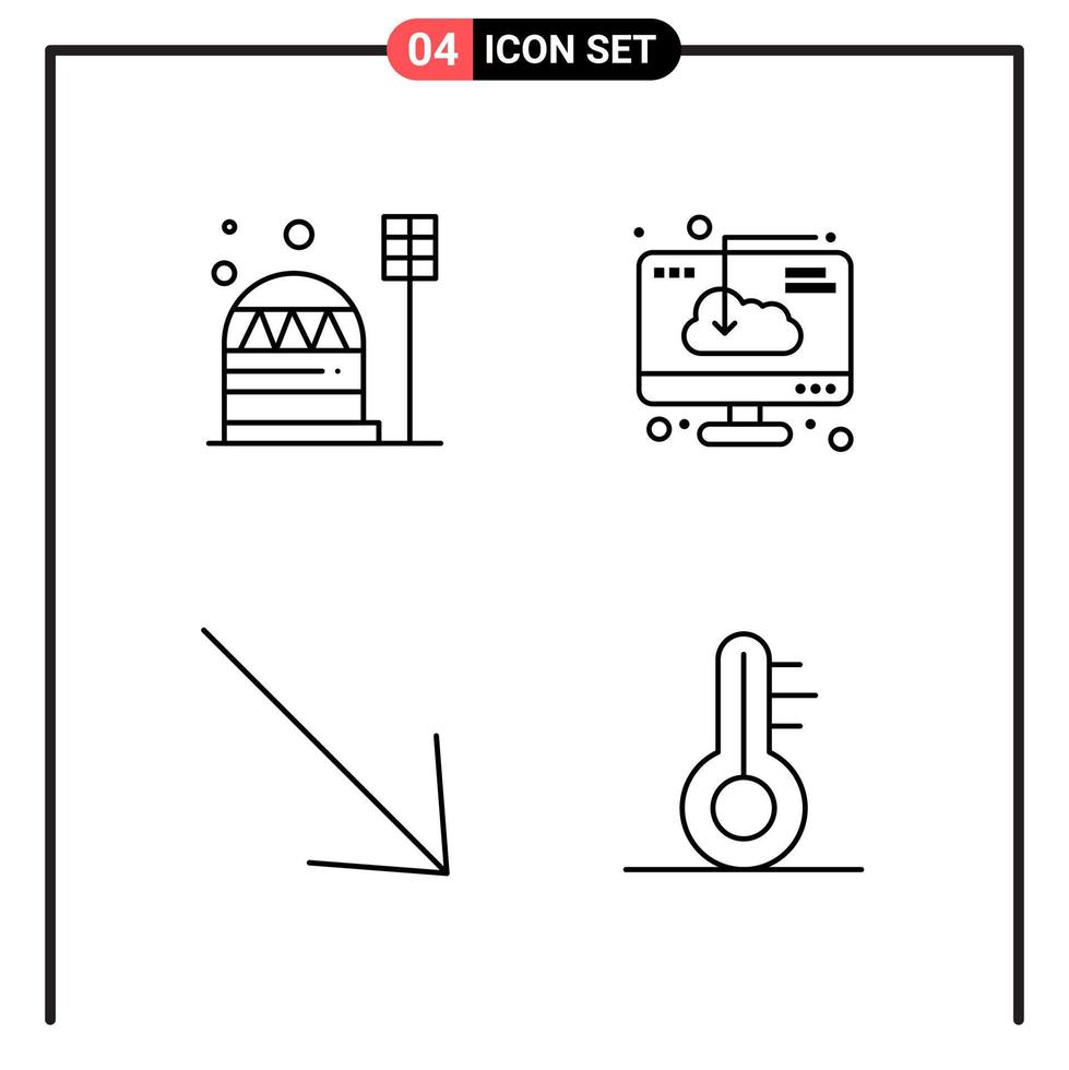 conjunto de 4 iconos de estilo de línea para web y símbolos de esquema móvil para signos de icono de línea de impresión aislados en fondo blanco 4 conjunto de iconos fondo de vector de icono negro creativo