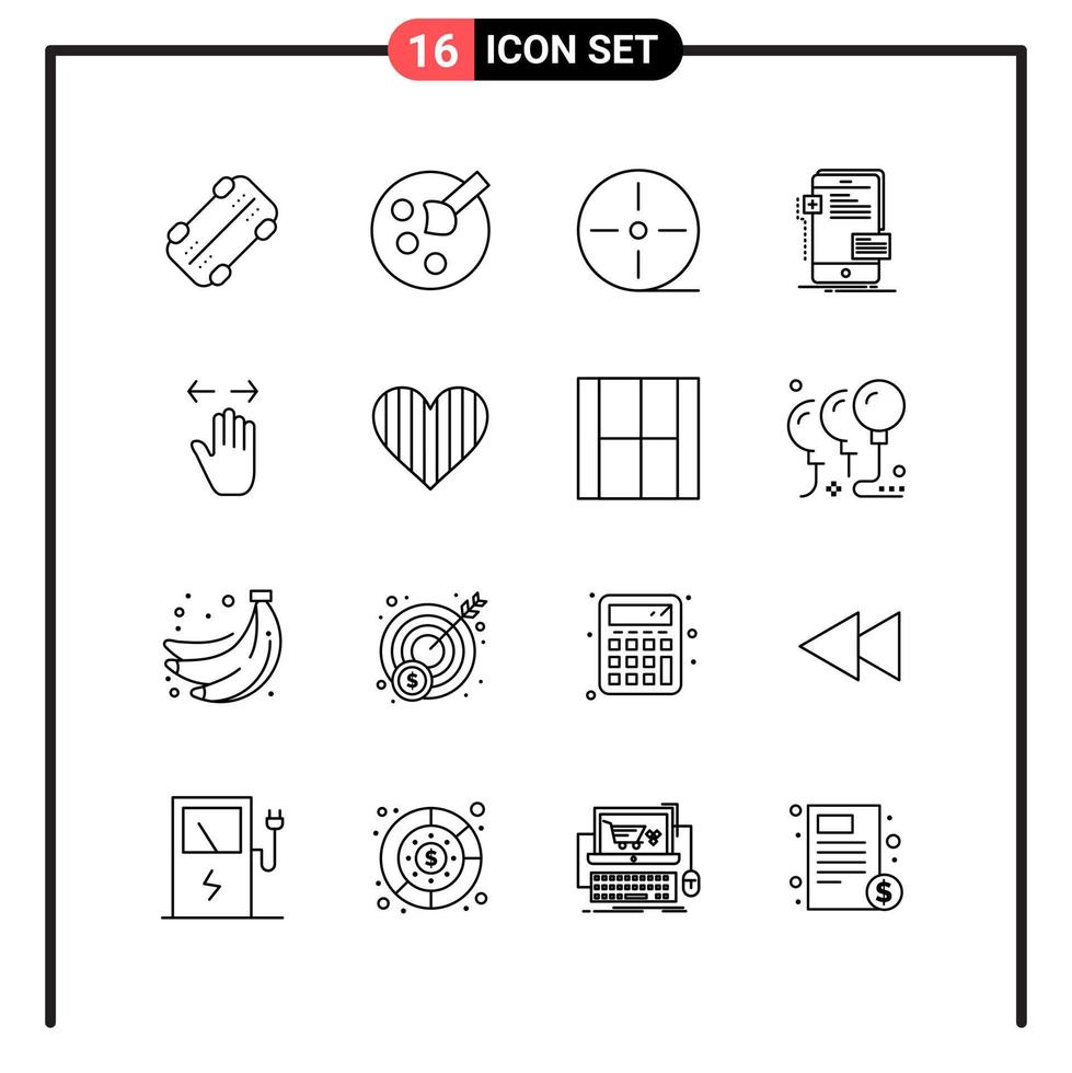 Set of 16 Line Style Icons for web and mobile Outline Symbols for print Line Icon Signs Isolated on White Background 16 Icon Set Creative Black Icon vector background
