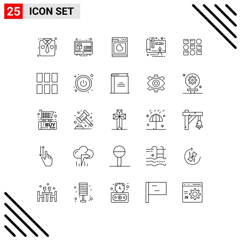 25 Thematic Vector Lines and Editable Symbols of data scince pattren cooking plan architecture Editable Vector Design Elements