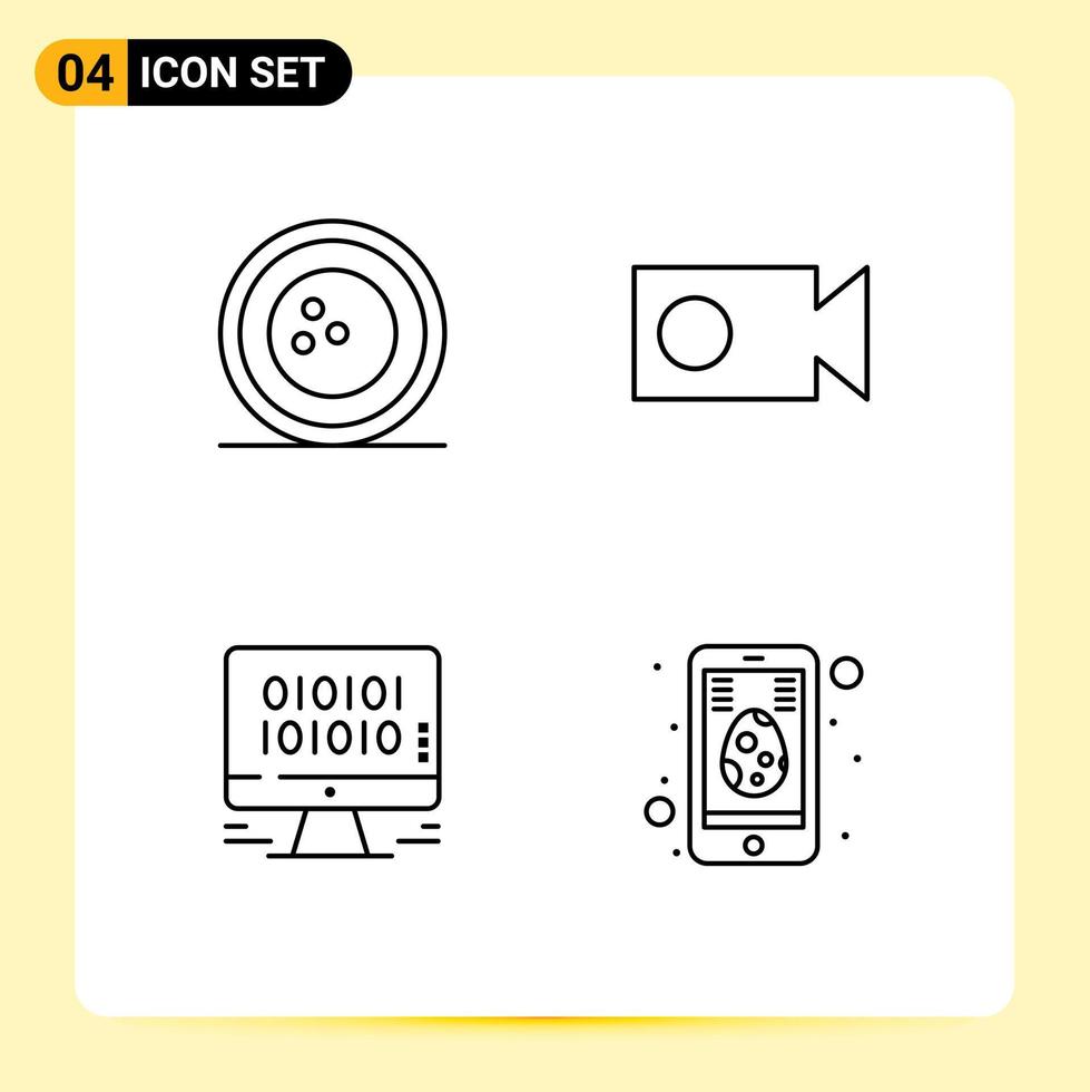 Set of 4 Modern UI Icons Symbols Signs for awards development skittles record web Editable Vector Design Elements