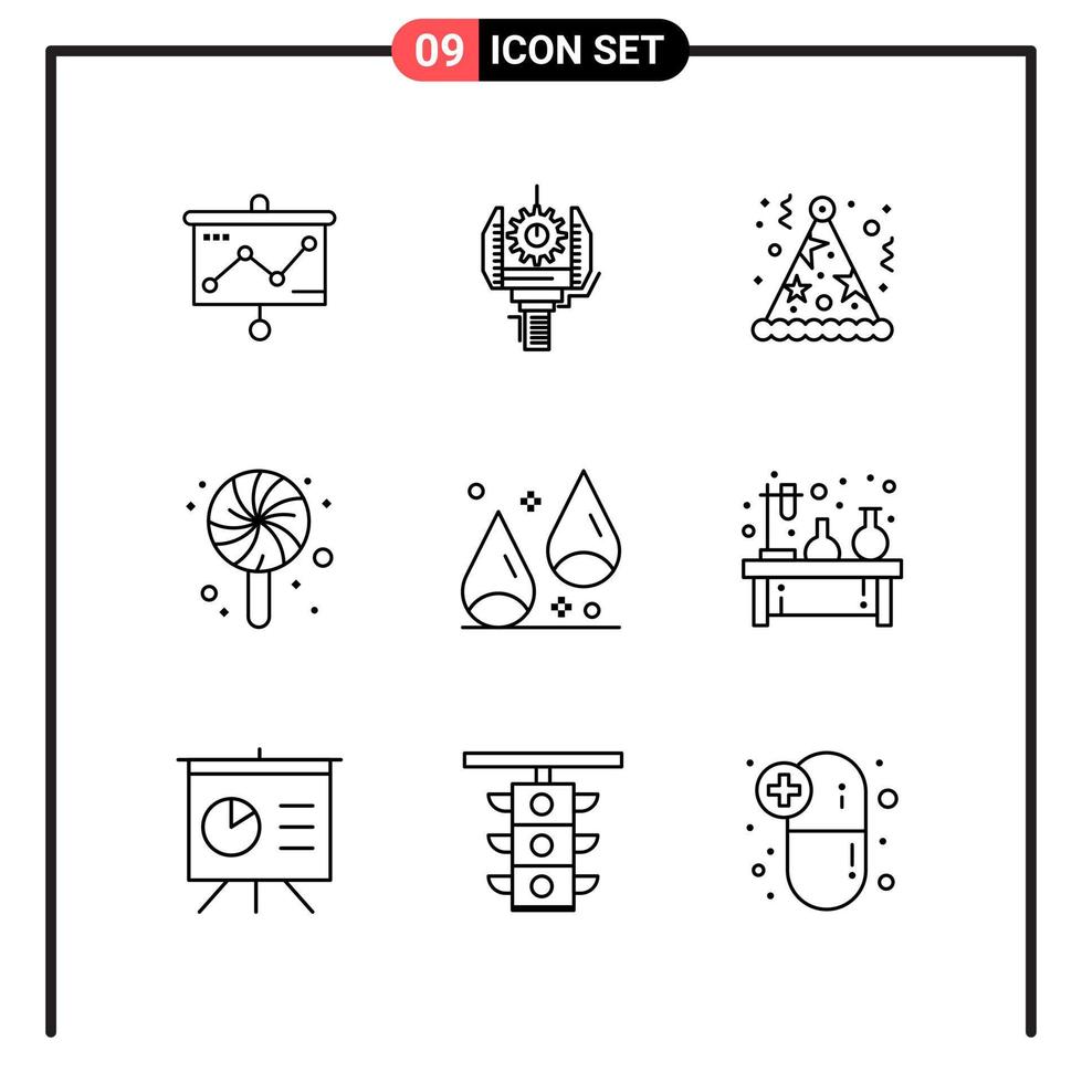 Set of 9 Line Style Icons for web and mobile Outline Symbols for print Line Icon Signs Isolated on White Background 9 Icon Set Creative Black Icon vector background