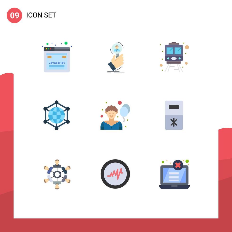Modern Set of 9 Flat Colors Pictograph of circus web people server analytics Editable Vector Design Elements