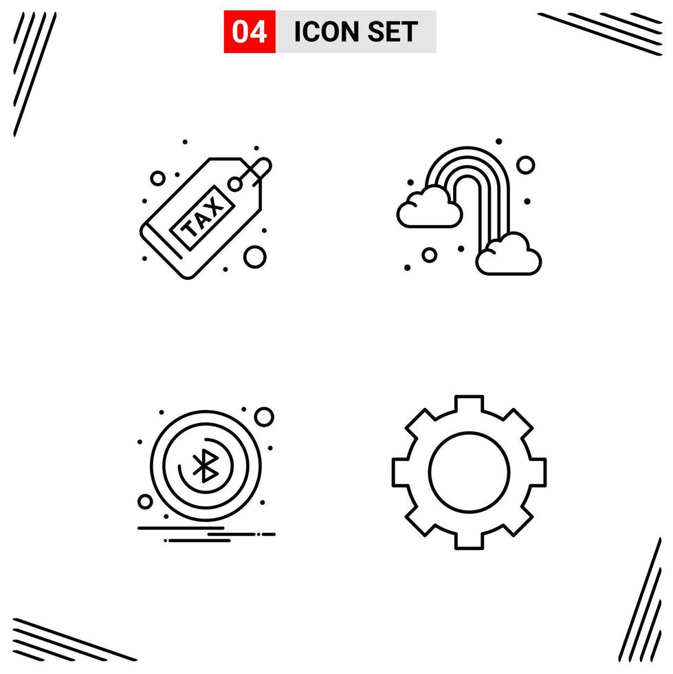 4 Icons Line Style Grid Based Creative Outline Symbols for Website Design Simple Line Icon Signs Isolated on White Background 4 Icon Set Creative Black Icon vector background