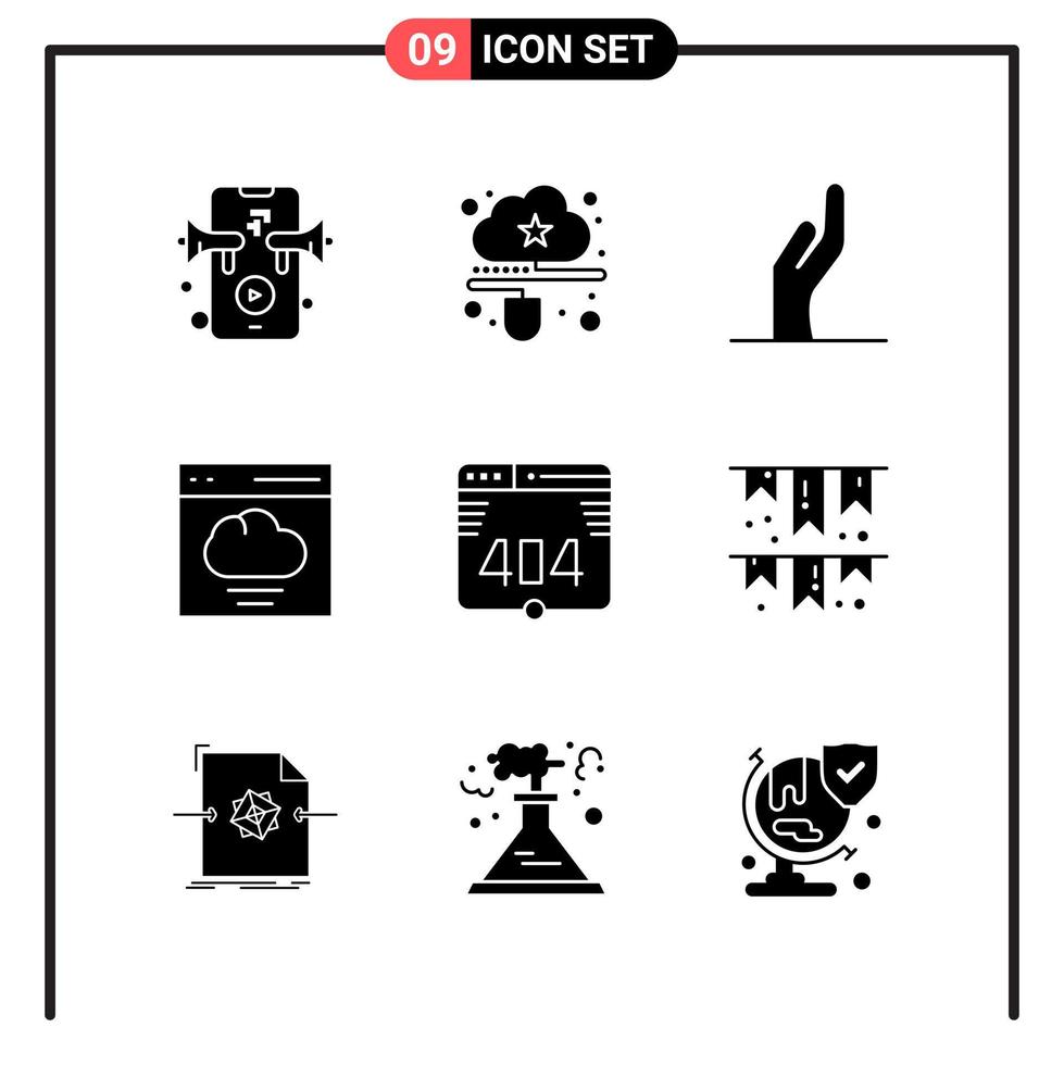 Set of 9 Solid Style Icons for web and mobile Glyph Symbols for print Solid Icon Signs Isolated on White Background 9 Icon Set Creative Black Icon vector background