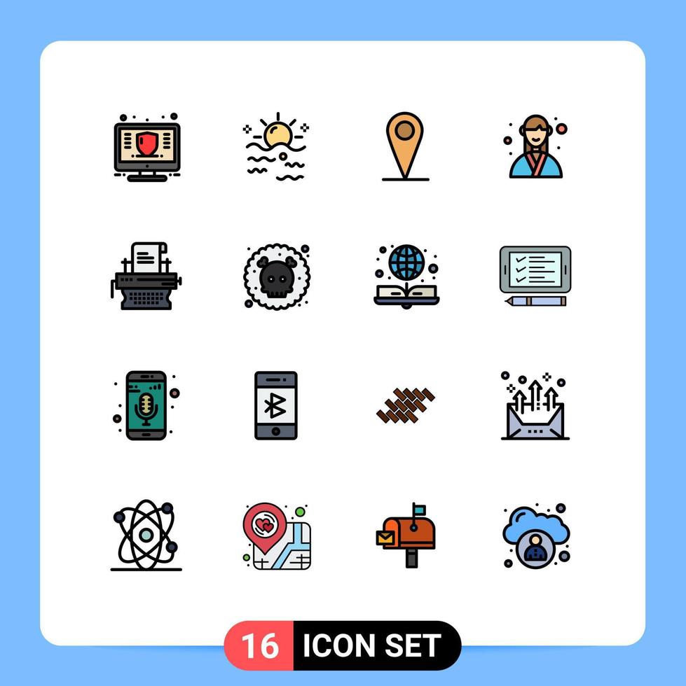 paquete de iconos de vectores de stock de 16 signos y símbolos de línea para el administrador del planificador sol evento pin elementos de diseño de vectores creativos editables