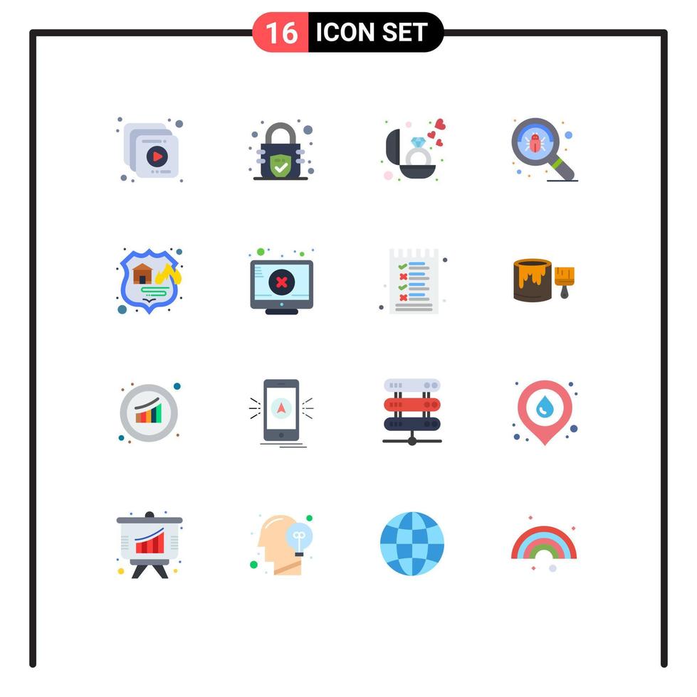 User Interface Pack of 16 Basic Flat Colors of storage hosting present firewall search Editable Pack of Creative Vector Design Elements