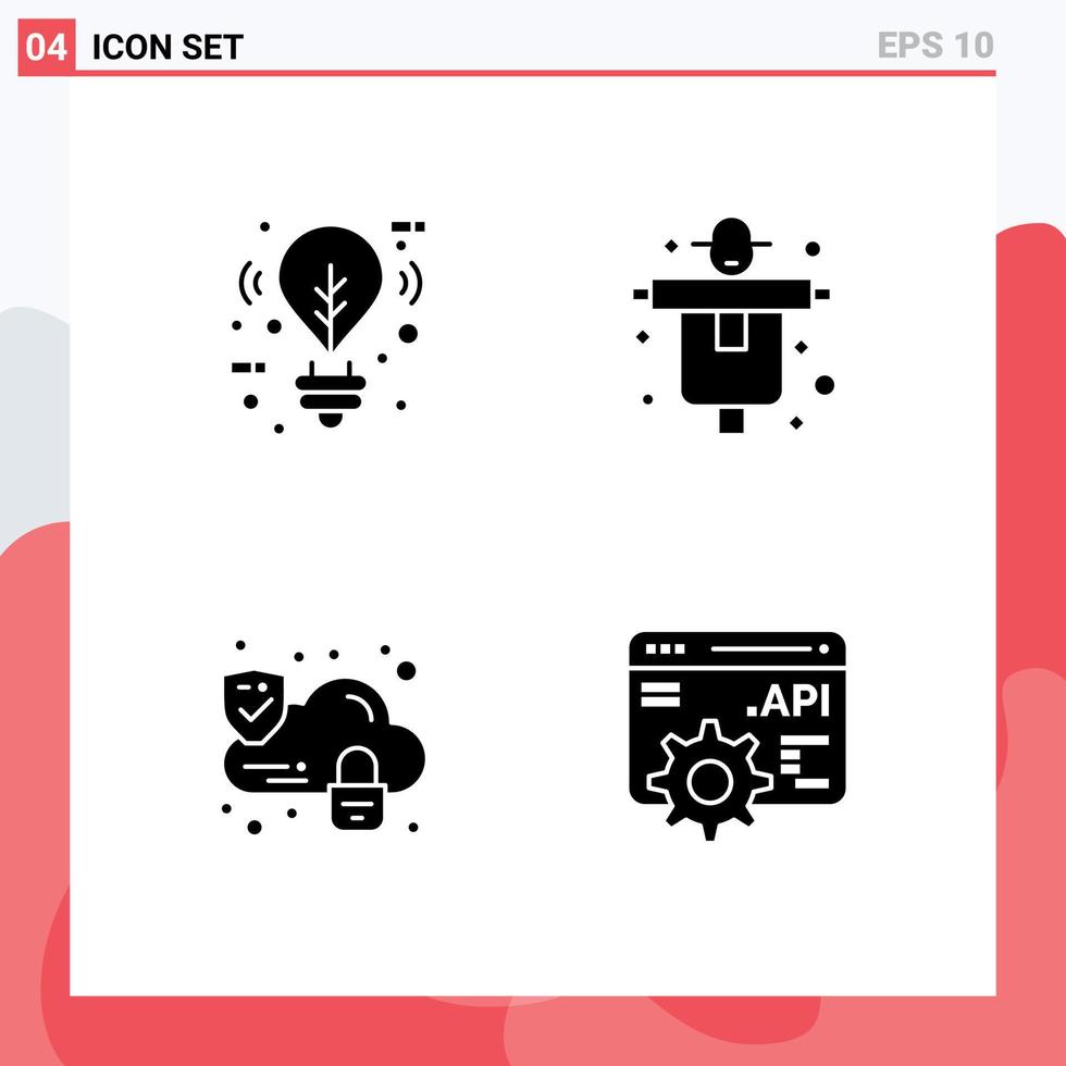 Set of Modern UI Icons Symbols Signs for bulb lock lighting farming api Editable Vector Design Elements