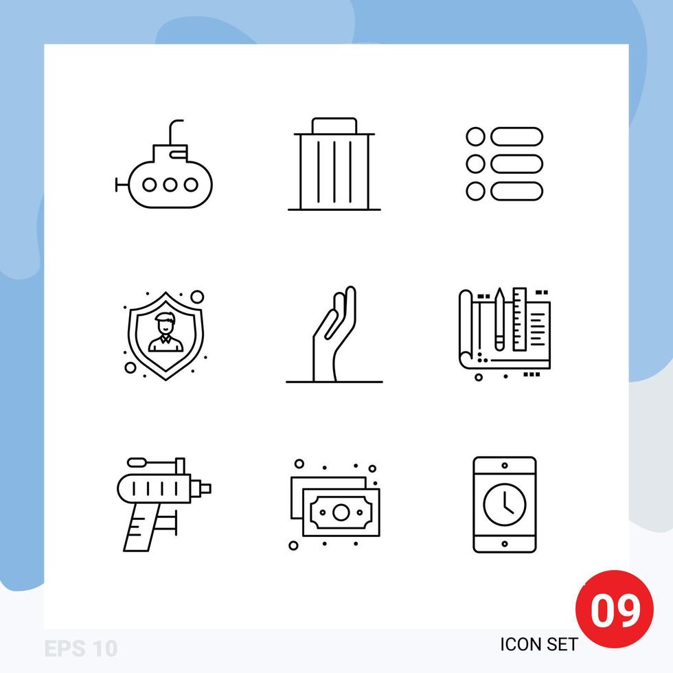 9 Creative Icons Modern Signs and Symbols of share alms task employee insurance protection Editable Vector Design Elements