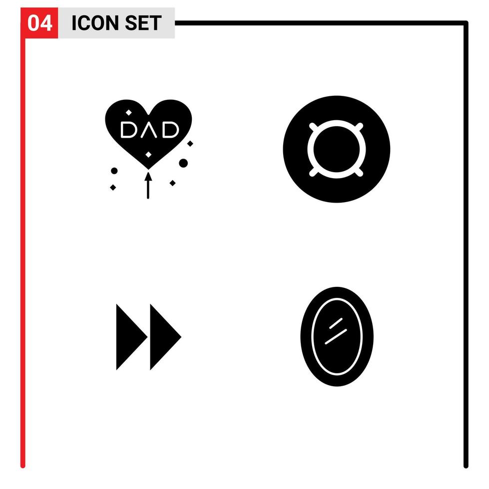 Editable Vector Line Pack of 4 Simple Solid Glyphs of balloon control fast fathers day money media Editable Vector Design Elements
