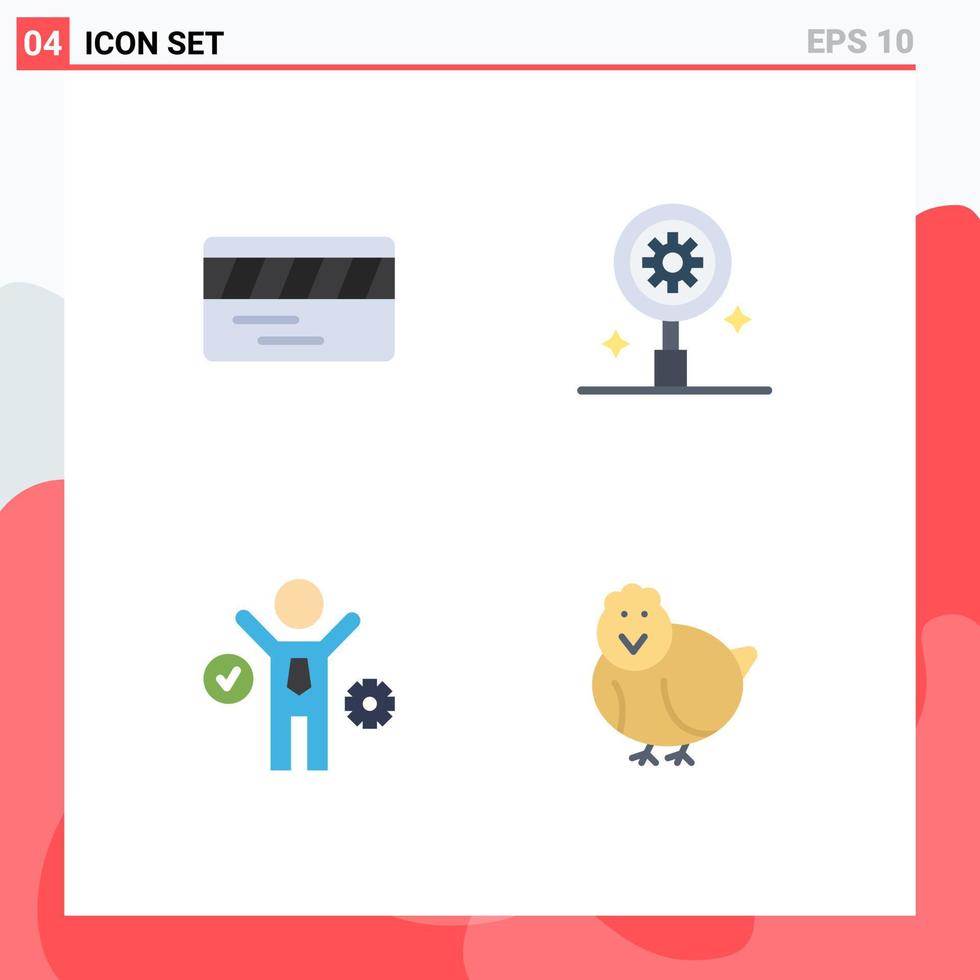 Modern Set of 4 Flat Icons Pictograph of ticket process search setting easter Editable Vector Design Elements