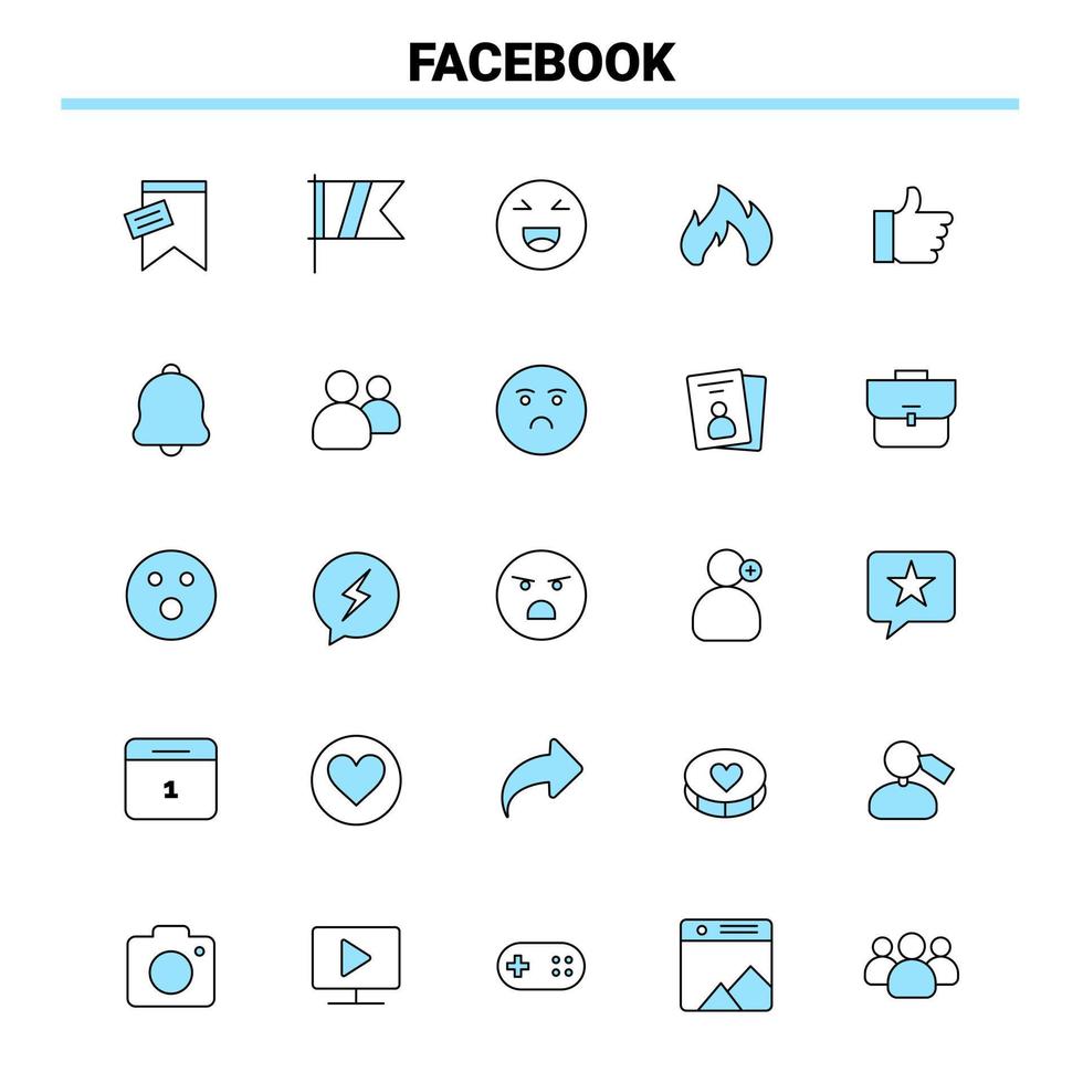 25 Facebook Black and Blue icon Set Creative Icon Design and logo template Creative Black Icon vector background