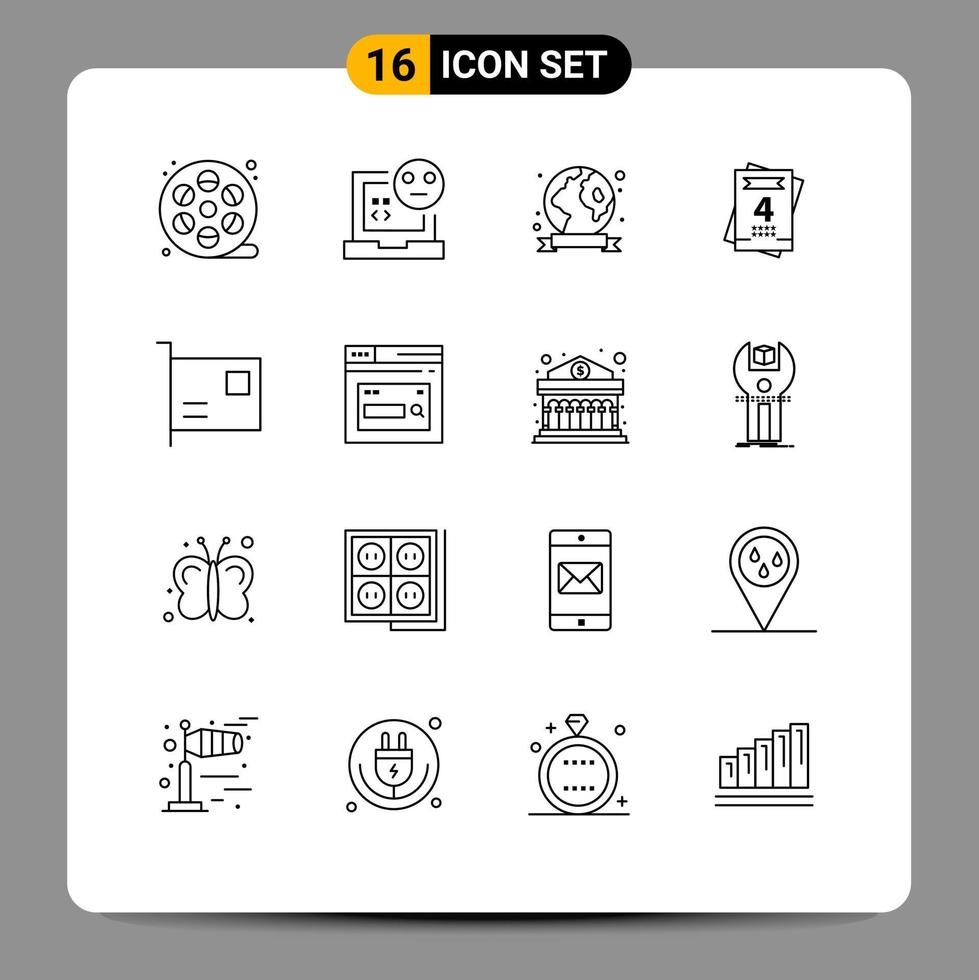 Universal Icon Symbols Group of 16 Modern Outlines of computers wedding error love environment Editable Vector Design Elements