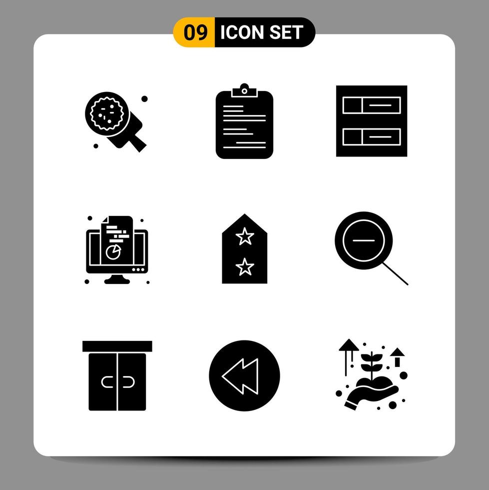 9 Black Icon Pack Glyph Symbols Signs for Responsive designs on white background 9 Icons Set Creative Black Icon vector background