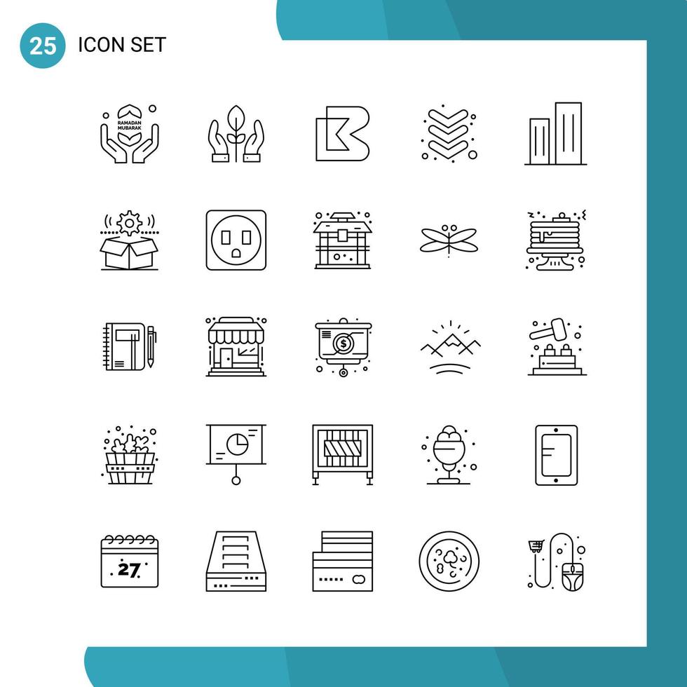 paquete de vectores de 25 símbolos de contorno conjunto de iconos de estilo de línea en fondo blanco para web y móvil fondo de vector de icono negro creativo