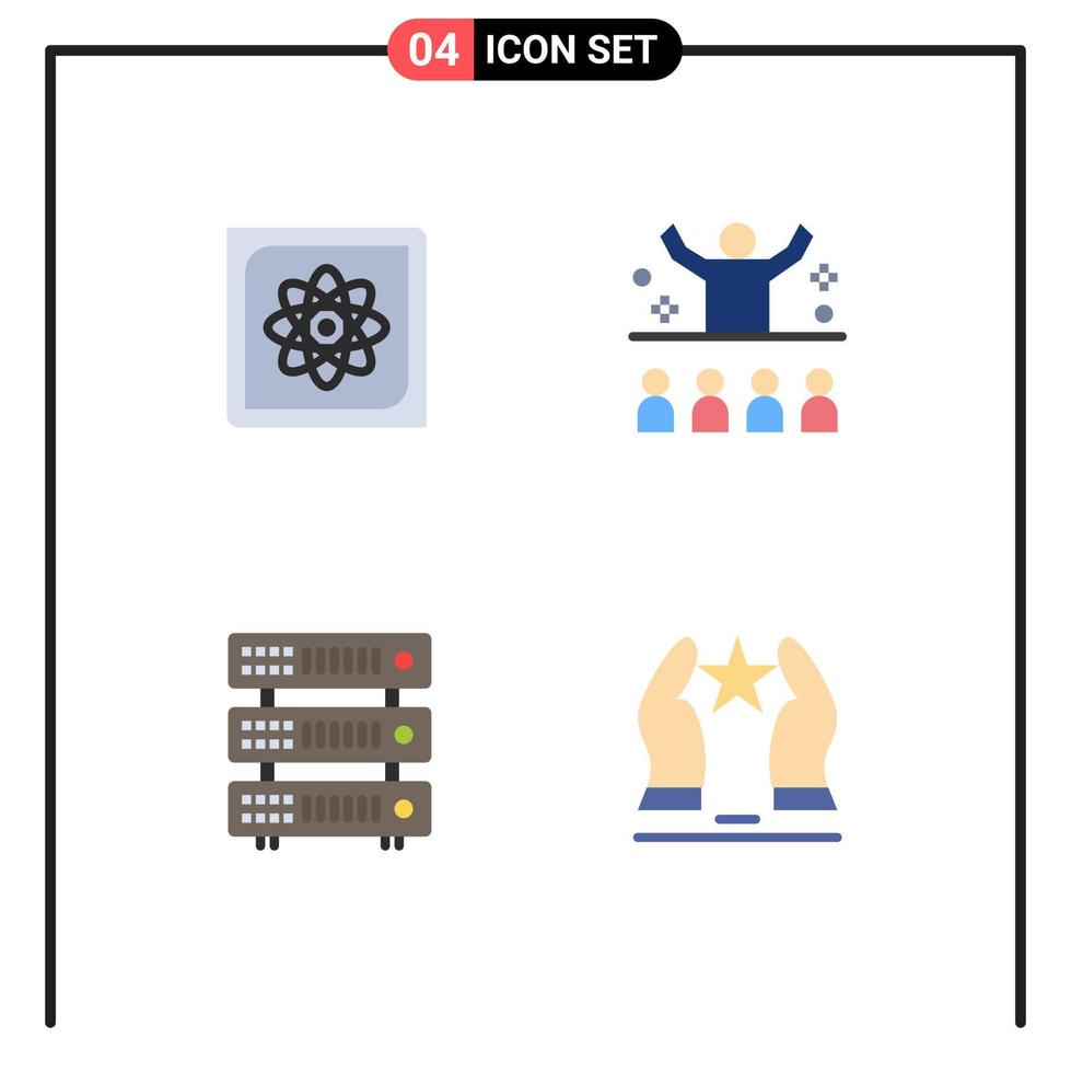 Group of 4 Modern Flat Icons Set for computation presentation data conference rack Editable Vector Design Elements