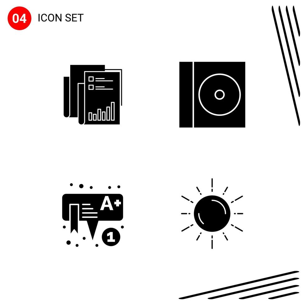 Collection of 4 Vector Icons in solid style Pixle Perfect Glyph Symbols for Web and Mobile Solid Icon Signs on White Background 4 Icons Creative Black Icon vector background