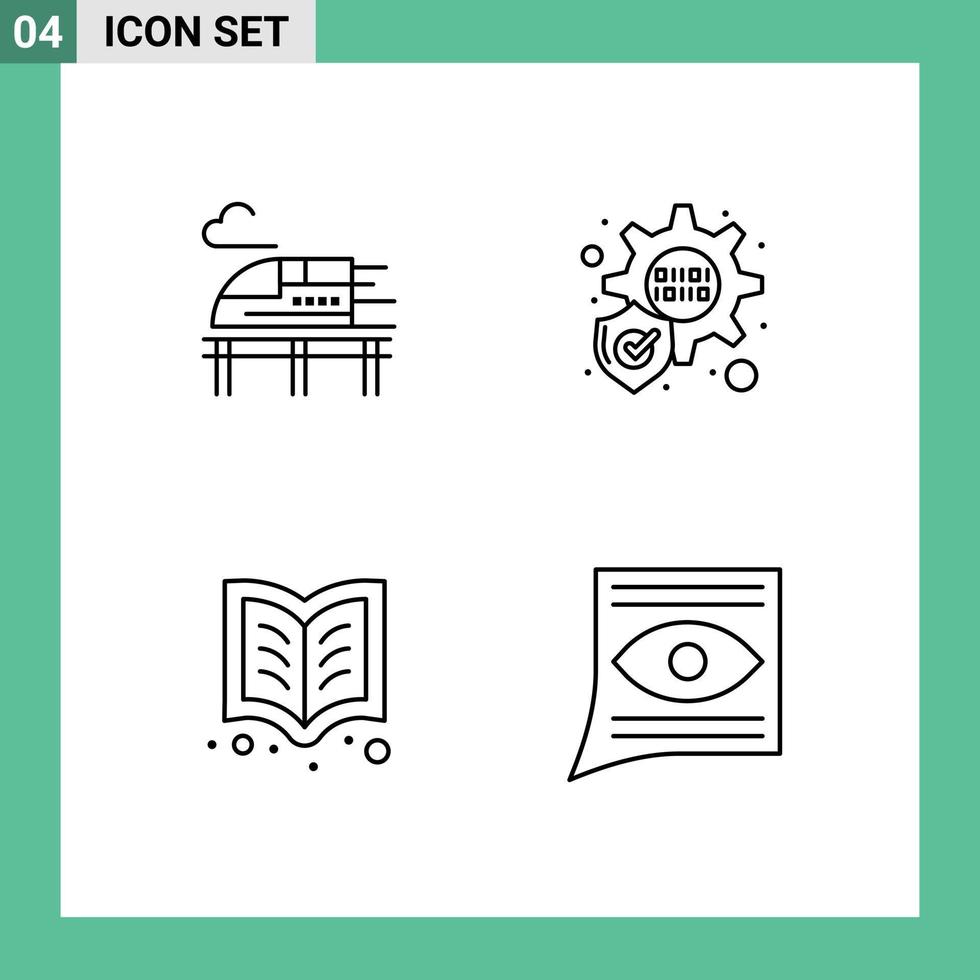 4 Creative Icons Modern Signs and Symbols of train contact protection learning email Editable Vector Design Elements