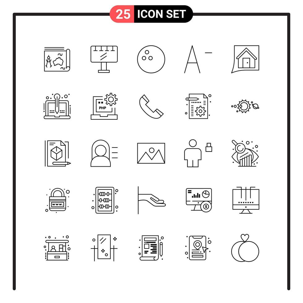 Set of 25 Line Style Icons for web and mobile Outline Symbols for print Line Icon Signs Isolated on White Background 25 Icon Set Creative Black Icon vector background