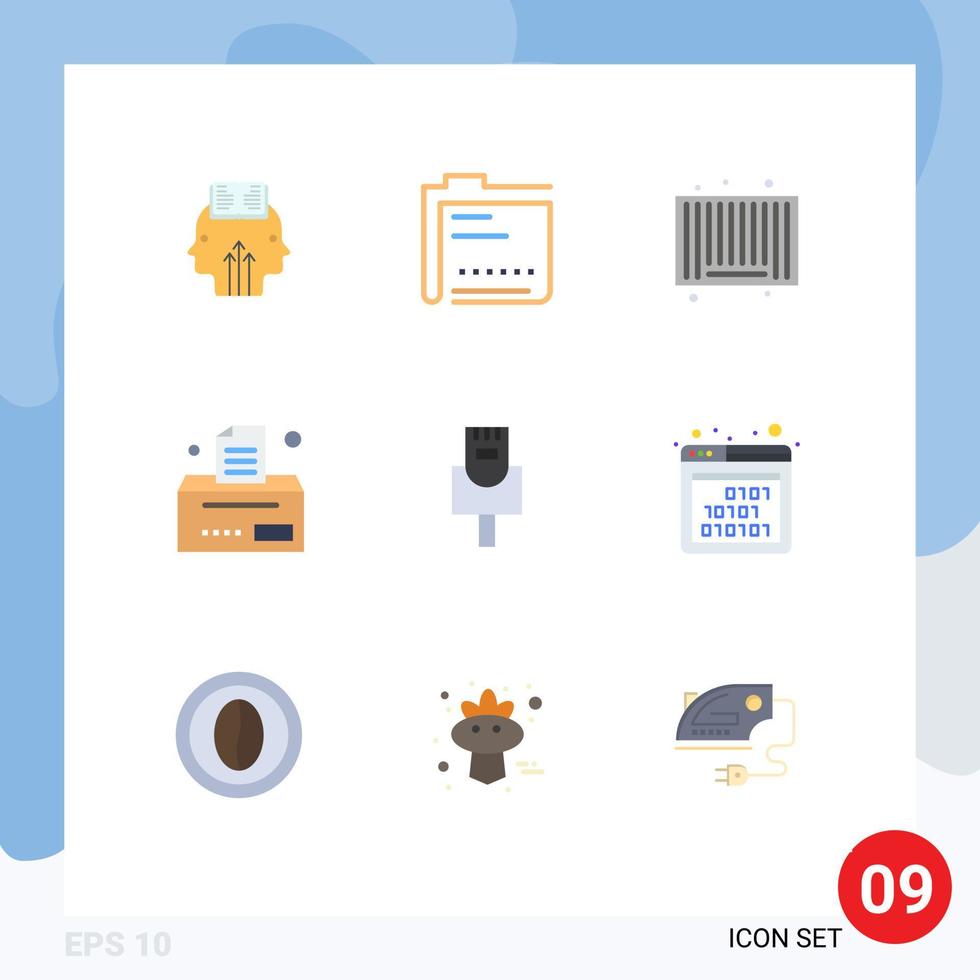 9 iconos creativos signos y símbolos modernos de archivos de oficina ethernet compras comerciales elementos de diseño vectorial editables vector