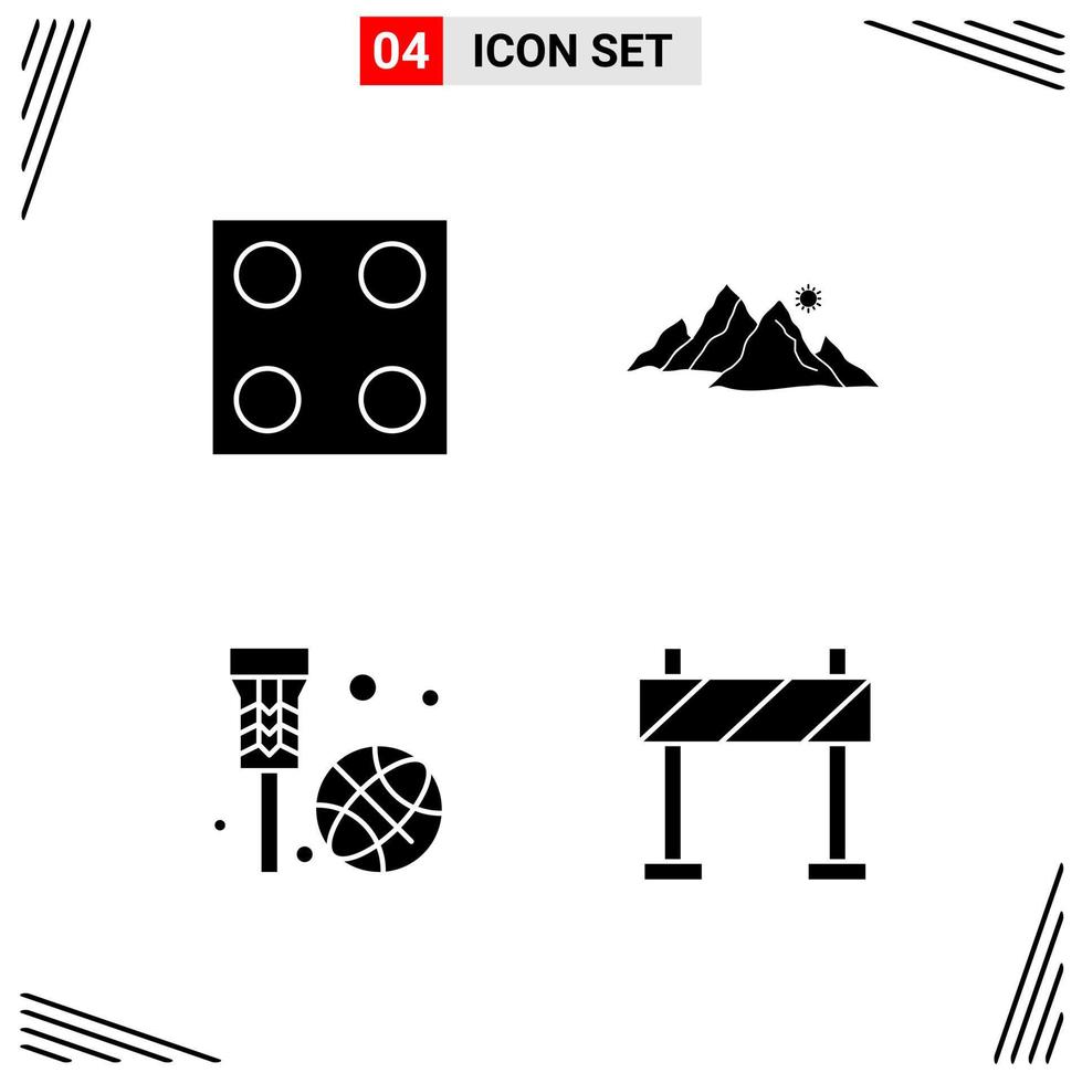 4 Icons Solid Style Grid Based Creative Glyph Symbols for Website Design Simple Solid Icon Signs Isolated on White Background 4 Icon Set Creative Black Icon vector background