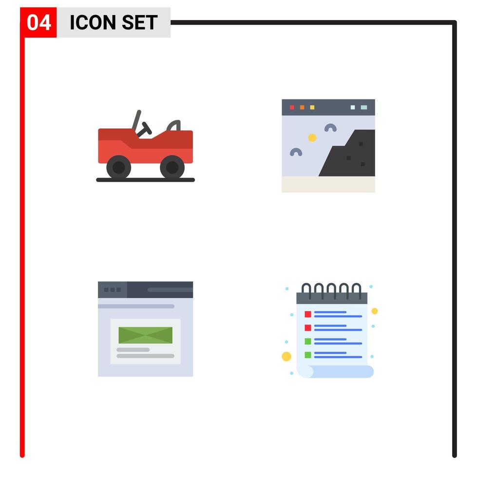 Set of 4 Modern UI Icons Symbols Signs for military page browser photo website Editable Vector Design Elements