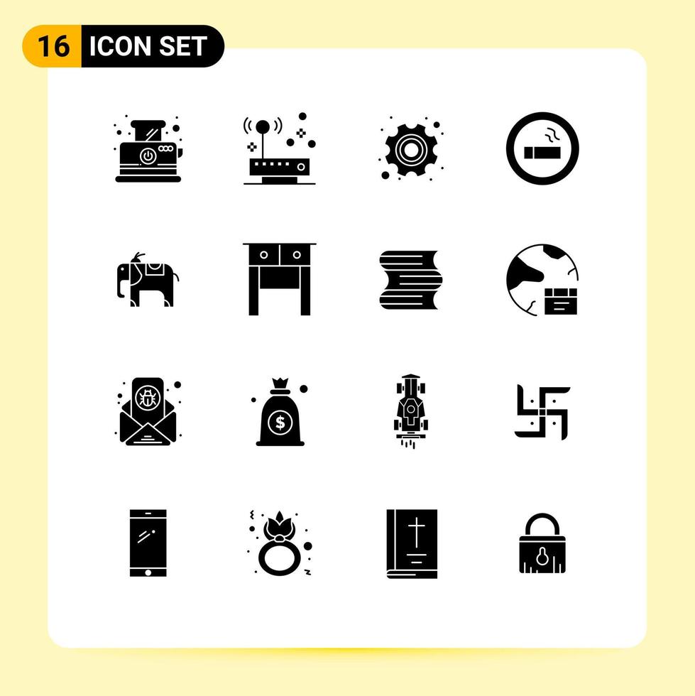 16 Thematic Vector Solid Glyphs and Editable Symbols of animal science day lab biology Editable Vector Design Elements